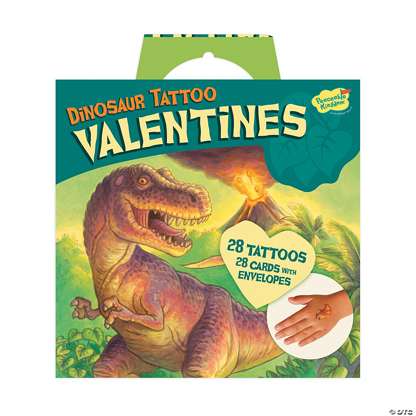 Dinosaur Temporary Tattoo Super Fun Valentine Pack Image