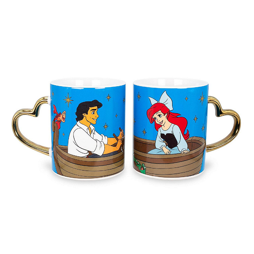 Disney Ariel and Eric 14-Ounce Heart-Shaped Handle Ceramic Mugs  Set of 2 Image