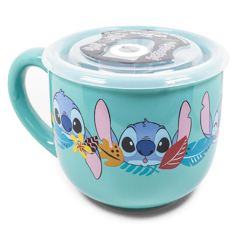Disney Lilo & Stitch Aloha Ceramic Soup Mug With Vented Lid  Holds 24 Ounces Image