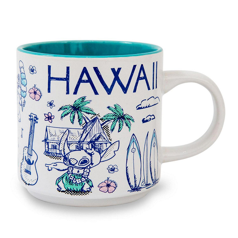Disney Lilo & Stitch Hawaii Allover Icons Ceramic Stacking Mug  Holds 13 Ounces Image