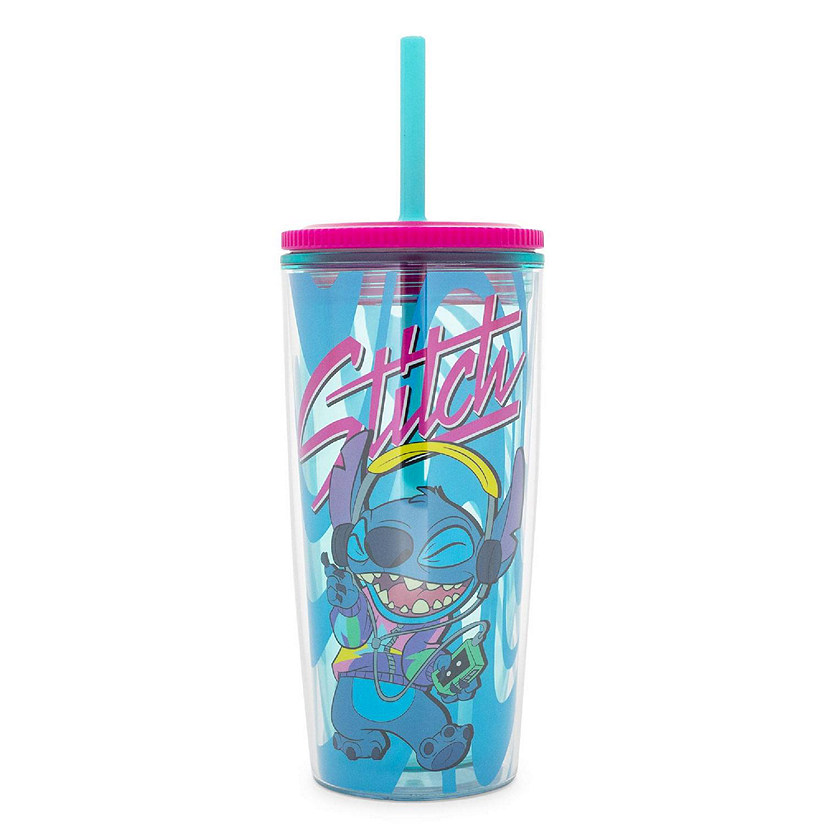 Disney Lilo & Stitch Jamming Plastic Tumbler With Lid and Straw  Hold 20 Ounces Image