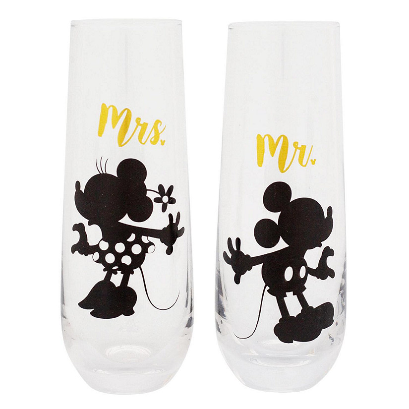 Disney Mickey and Minnie 9-Ounce Stemless Fluted Glassware  Set of 2 Image