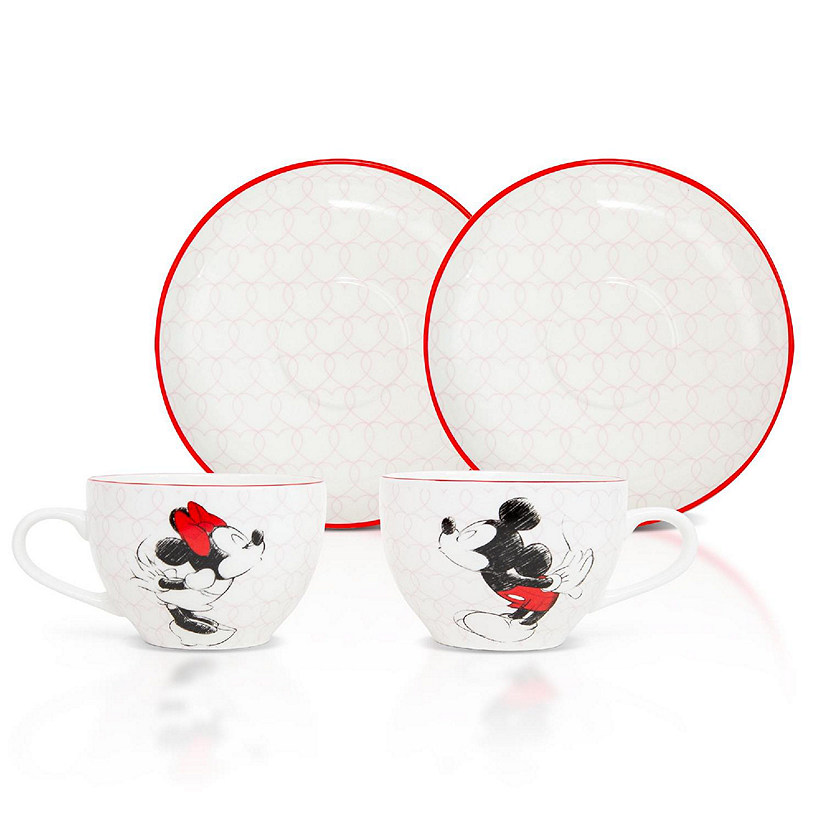Disney Mickey and Minnie Bone China Teacup and Saucer  Set of 2 Image
