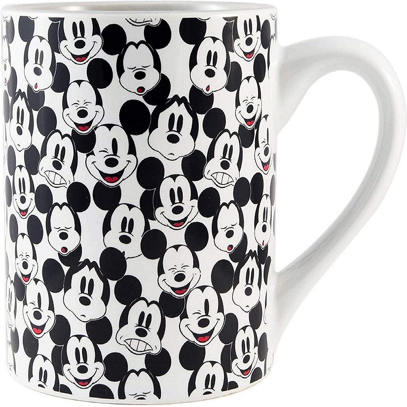 Disney Mickey Mouse Allover Faces Ceramic Mug  Holds 14 Ounces Image