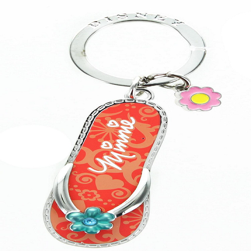 Disney Minnie Mouse Orange Flip Flop Pewter Key Ring Image