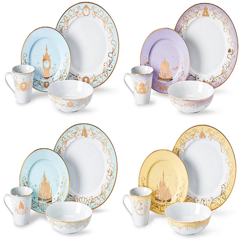 Disney Princess 16-Piece Dinnerware Set  Cinderella, Jasmine, Ariel, Belle Image