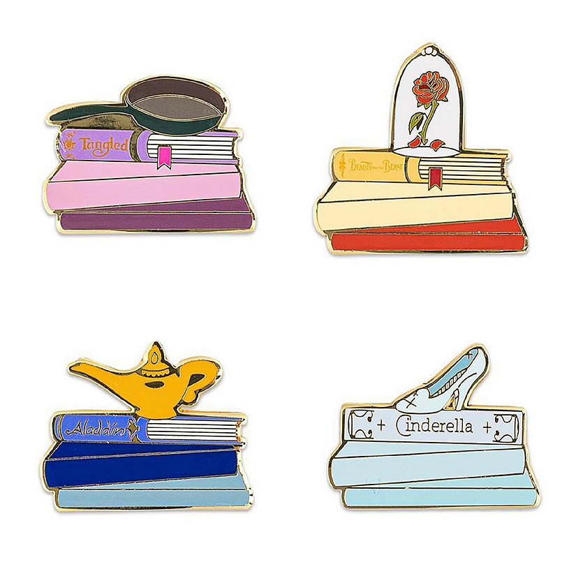 Disney Princess Books 4 Piece Collector Enamel Pin Set Image