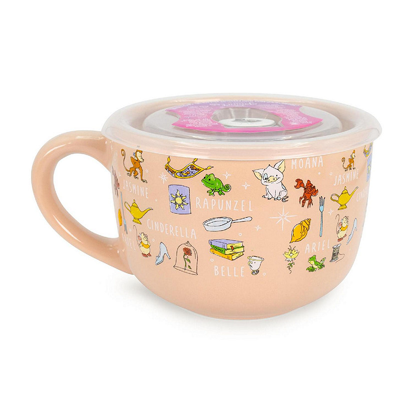 Disney Princess Ceramic Soup Mug with Vented Lid  Holds 24 Ounces Image