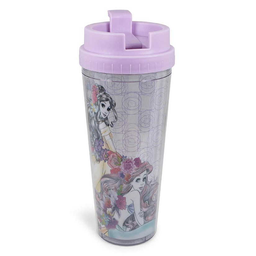 Disney Princesses Double-Walled Plastic Tumbler With Lid  Holds 16 Ounces Image