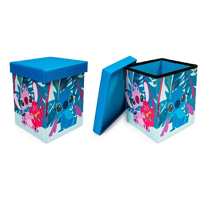 Disney Stitch and Angel 15-Inch Storage Bin Cube Organizers with Lids  Set of 2 Image
