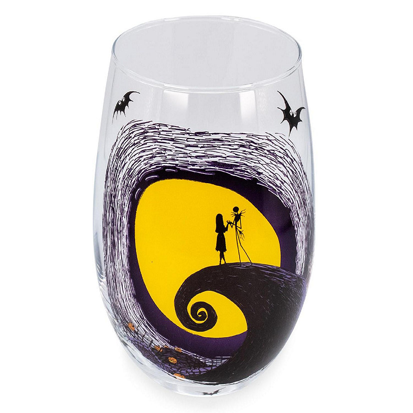 Disney The Nightmare Before Christmas Jack & Sally on Spiral Hill Stemless Glass Image