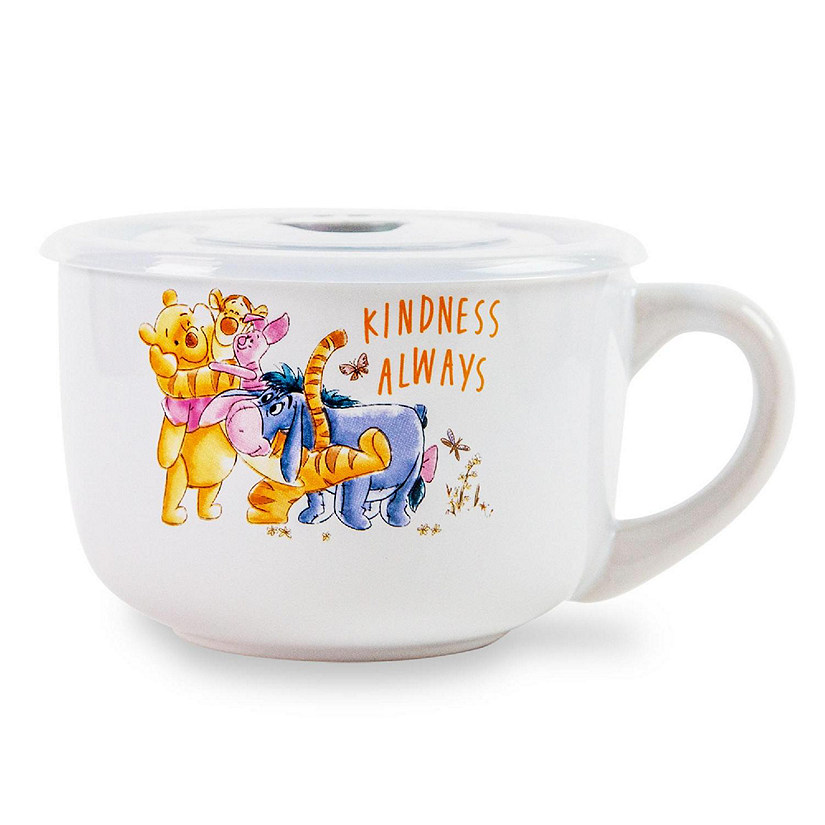 Disney Winnie The Pooh "We Are Family" Ceramic Soup Mug With Lid  24 Ounces Image