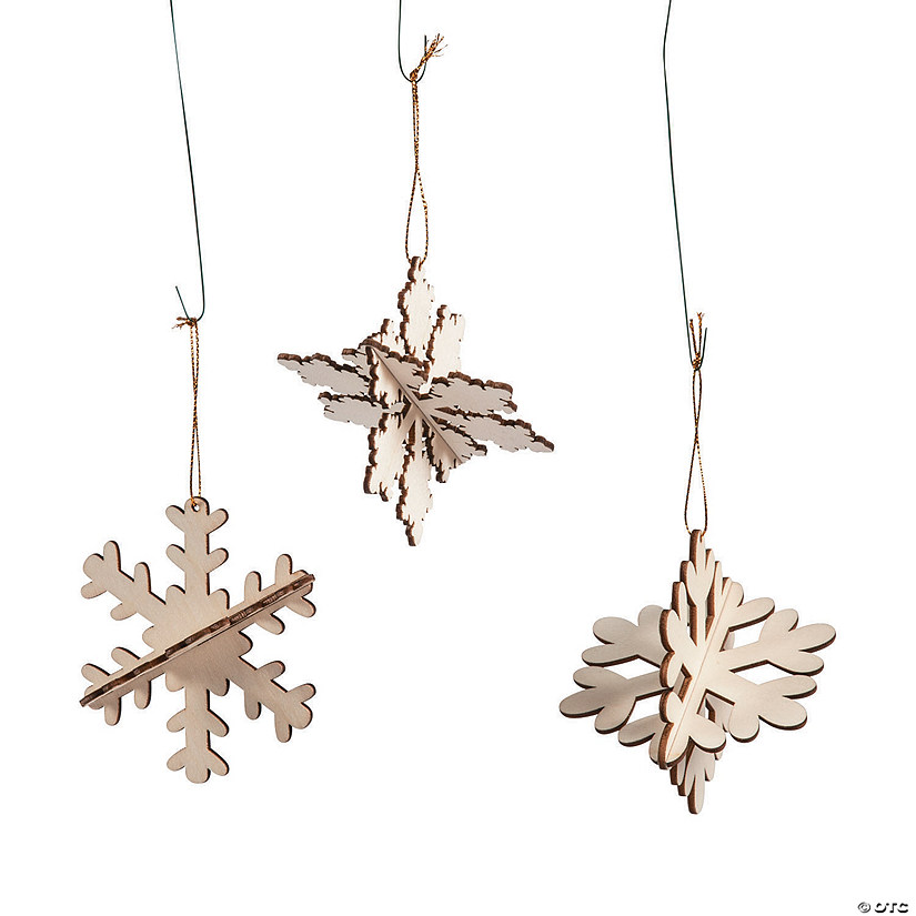 DIY 3D Unfinished Wood Snowflake Ornaments - Makes 12 Image