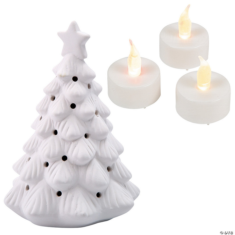 DIY Ceramic Christmas Trees with Tea Lights Kit - Makes 3 Image