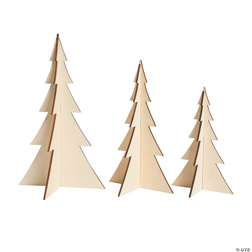 DIY Unfinished Wood 3D Stand-Up Trees - 3 Pc. Image