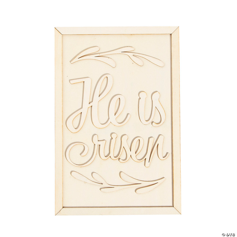 DIY Unfinished Wood He is Risen Sign Image