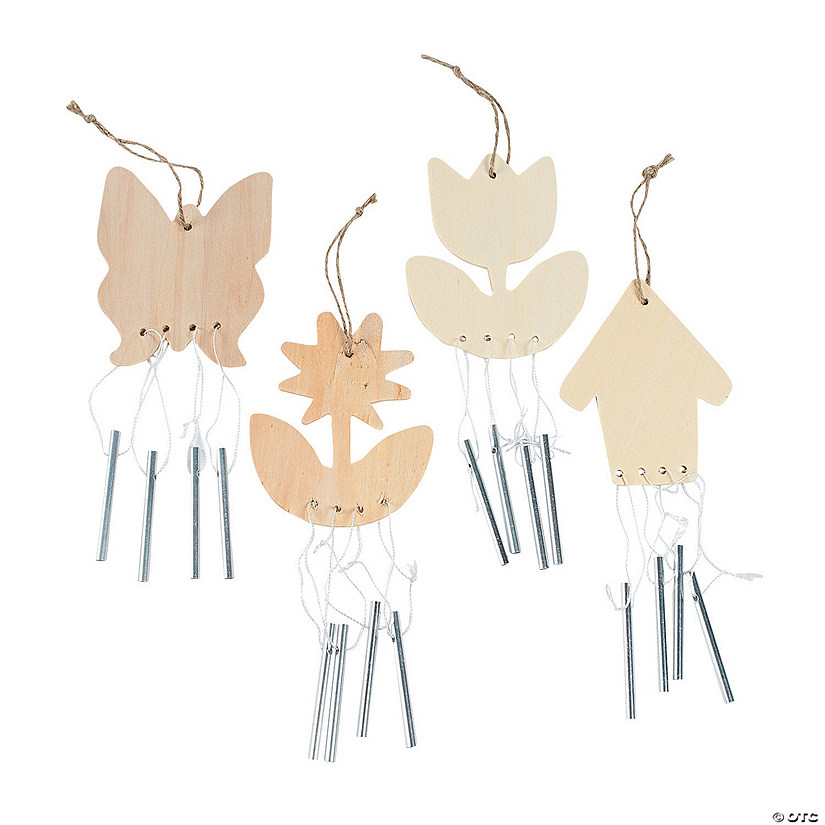 DIY Unfinished Wood Spring Wind Chimes - 12 Pc. Image