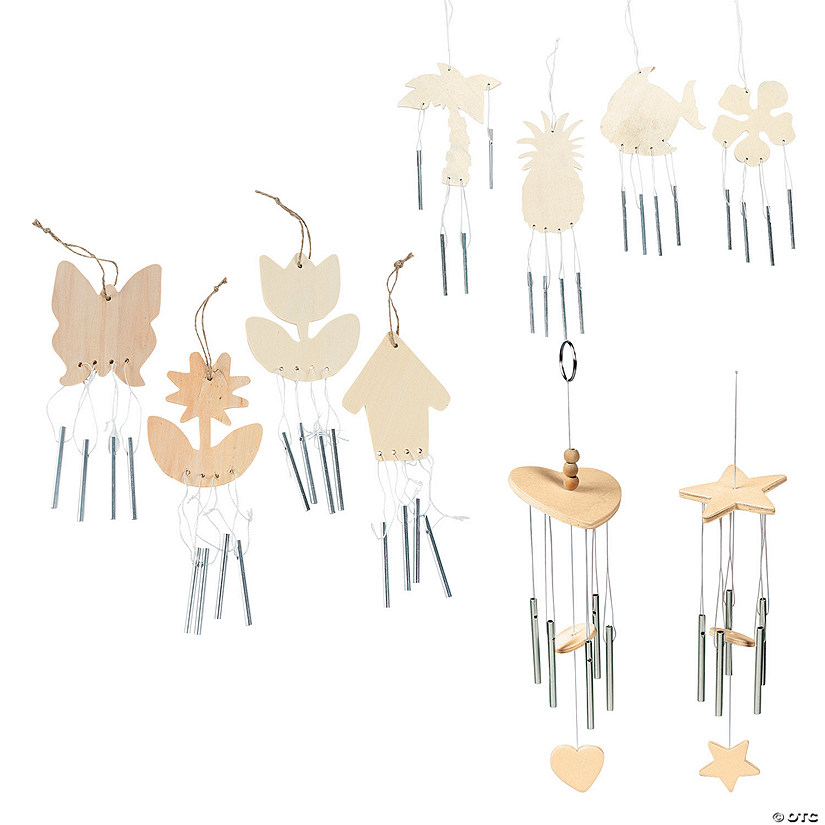 DIY Unfinished Wood Wind Chimes Assortment - Makes 36 Image