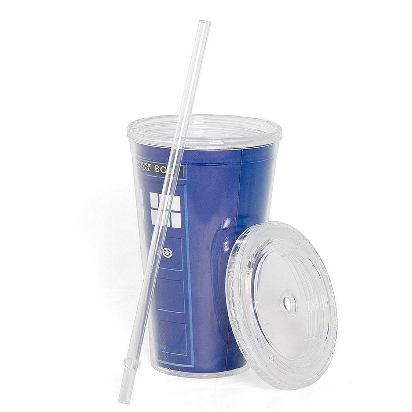 Doctor Who 16oz TARDIS Carnival Cup with Lid & Straw Image