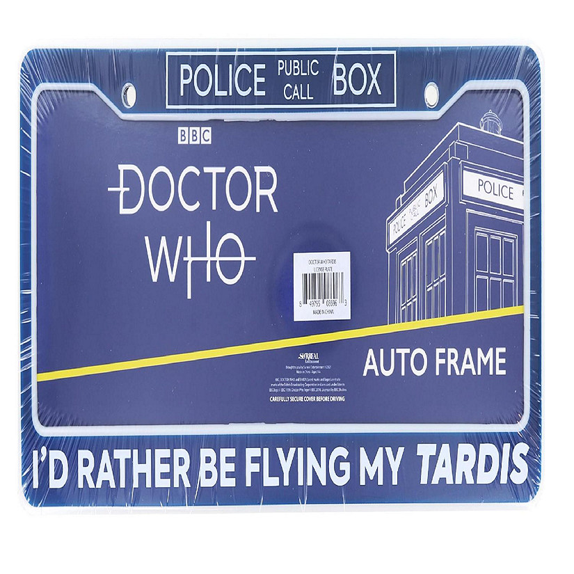 Doctor Who "I'd Rather Be Flying My TARDIS" Plastic License Plate Frame Image