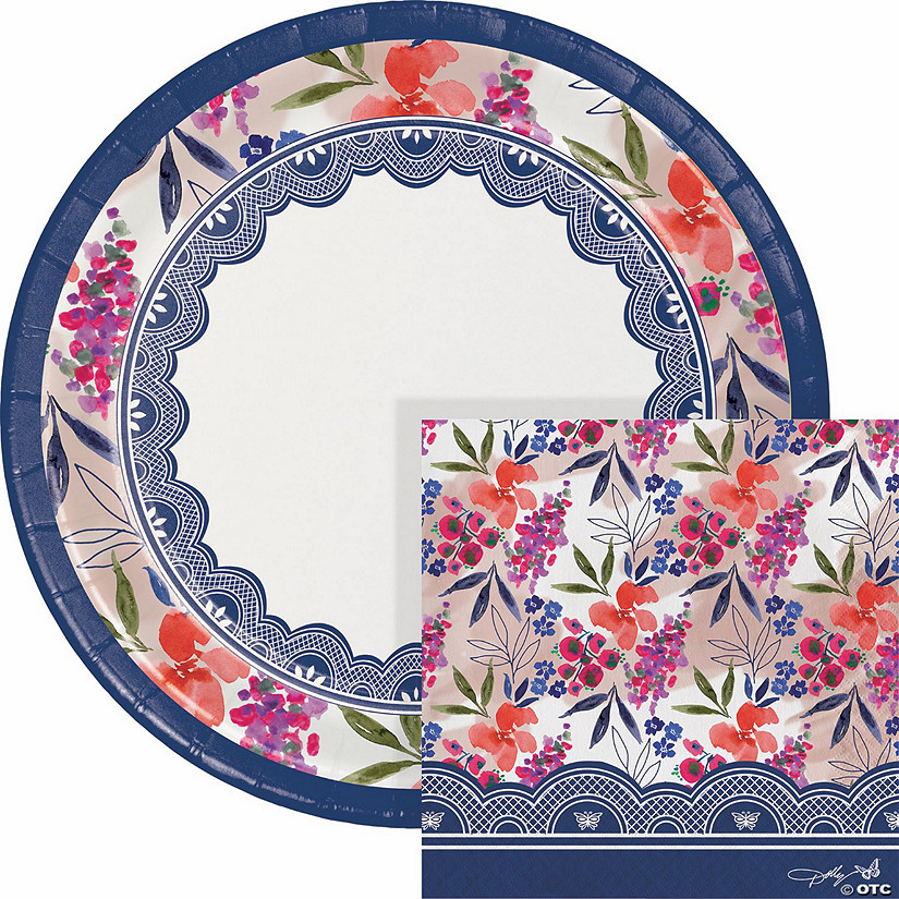 Dolly Parton Celebrate Floral Plates and Napkins, Serves 16 Image