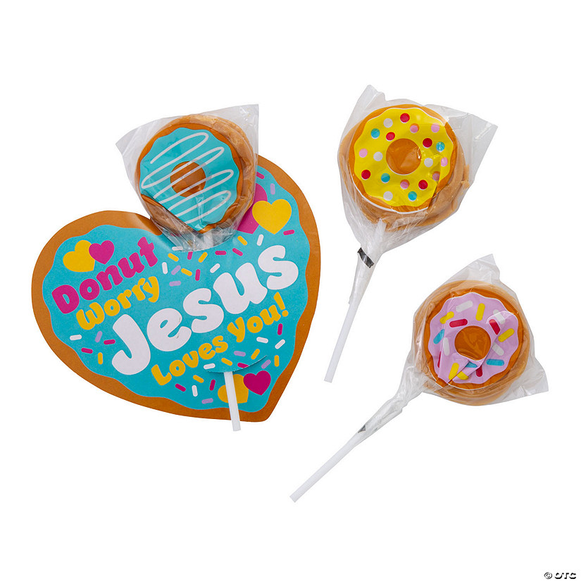 Donut Sprinkles Lollipop Valentine Exchanges with Religious Card for 24 Image