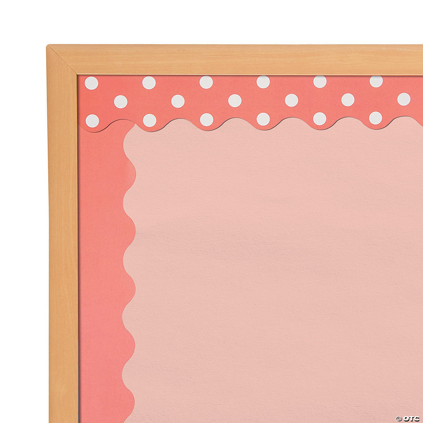 Double-Sided Solid & Polka Dot Bulletin Board Borders - Coral - 12 Pc. Image