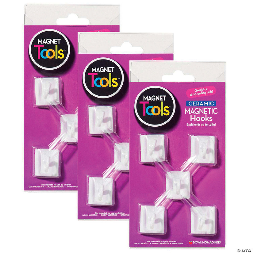 Dowling Magnets Ceramic Magnetic Ceiling Hooks, 5 Per Pack, 3 Packs Image