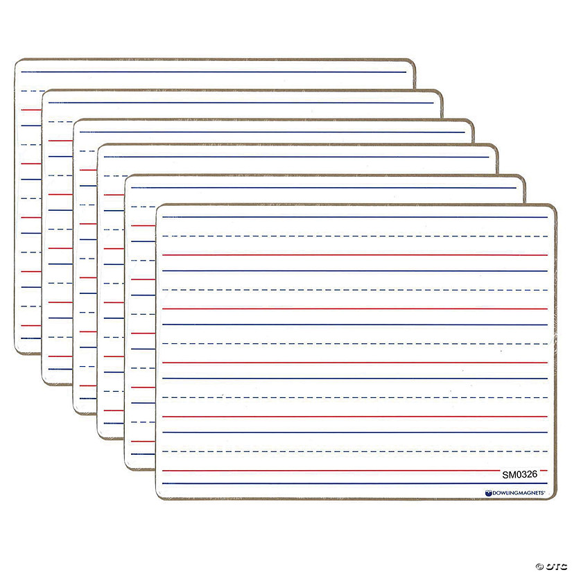 Dowling Magnets Double-sided Magnetic Dry-Erase Board, Line-Ruled/Blank, Pack of 6 Image
