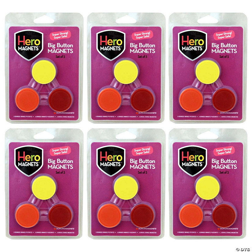 Dowling Magnets Hero Magnets: Big Button Magnets, 3 Per Pack, 6 Packs Image