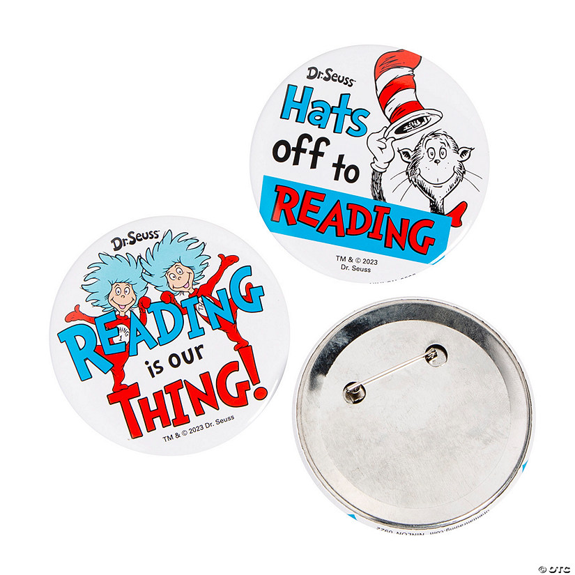 Dr. Seuss&#8482; Reading is Our Thing Jumbo Buttons - 24 Pc. Image