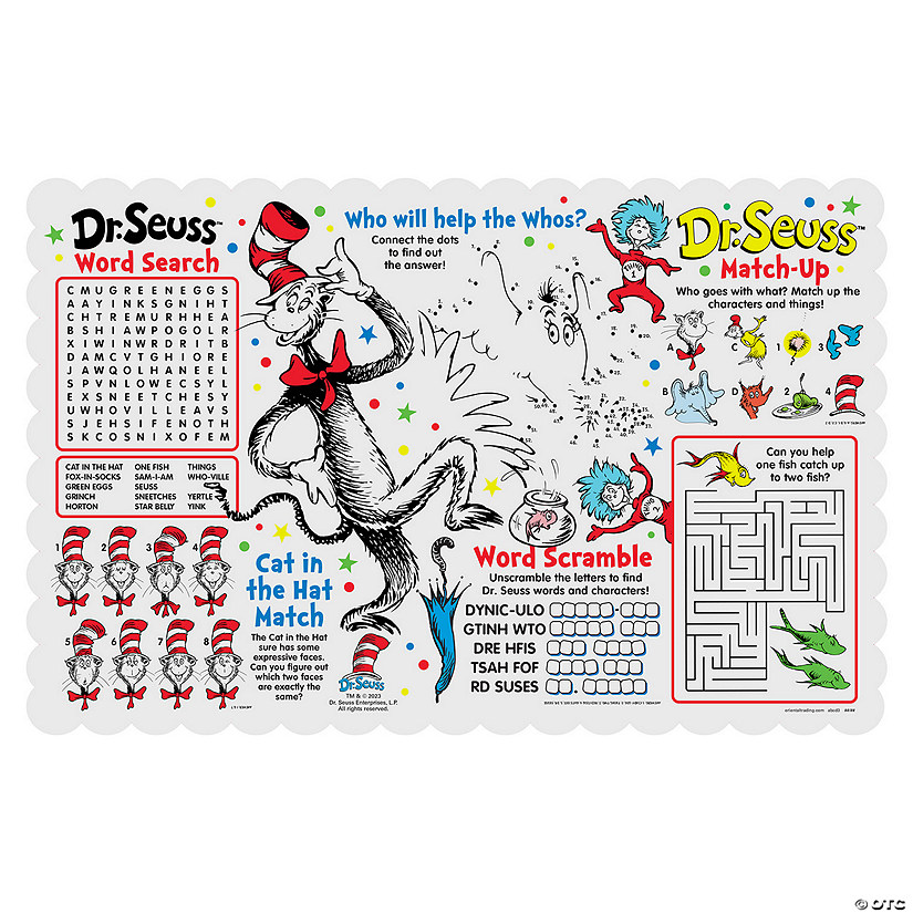 Dr. Seuss&#8482; The Cat in the Hat&#8482; Activity Placemats - 12 Pc. Image