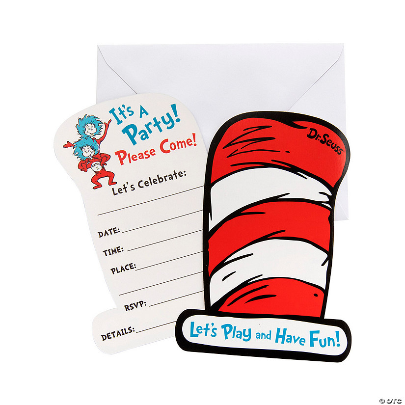 Dr. Seuss&#8482; The Cat in the Hat&#8482; Invitations with Envelopes - 24 Pc. Image