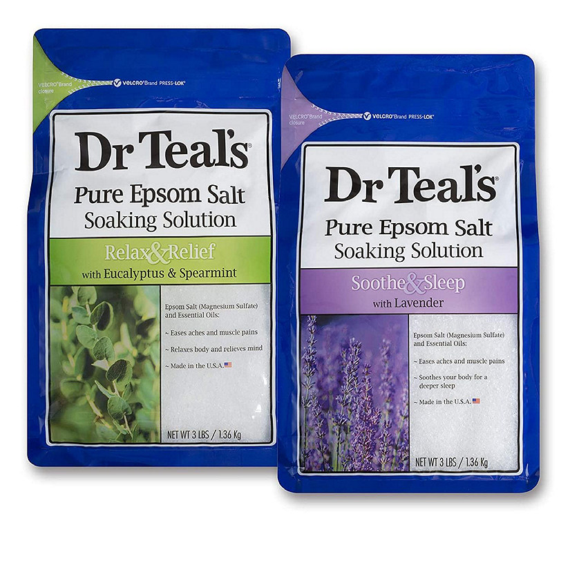 Dr Teal's Epsom Salt Bath Soaking Solution Gift Set (Eucalyptus and Lavender 2 Pack, 3lb Each) - Soothe and Sleep & Relax and Relief - Soothe Achy Muscles at Ho Image