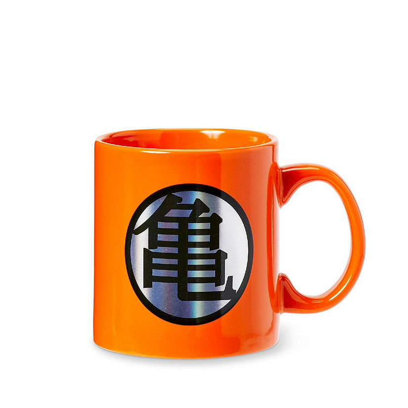 Dragon Ball Z Kame Kanji & Logo Orange Ceramic Mug  Large Cup Holds 20 Ounces Image
