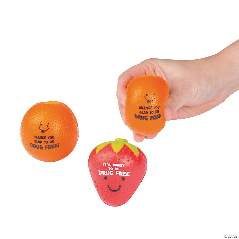 Drug Free Fruit Character Stress Toys - 12 Pc. Image