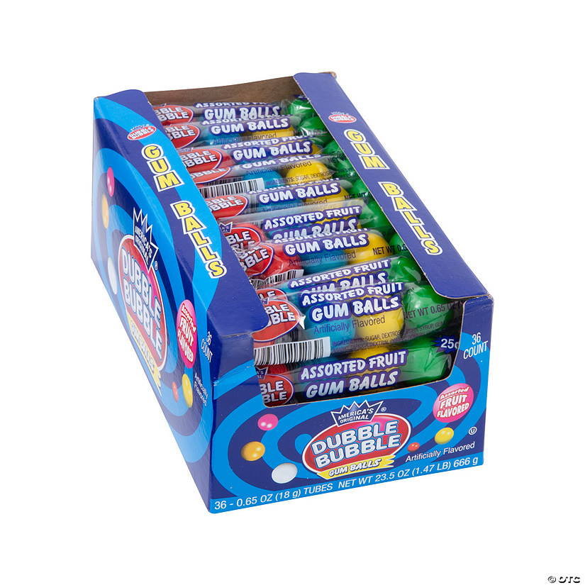 Dubble Bubble<sup>&#174;</sup> Assorted Fruit Gumball Tubes - 36 Pc. Image
