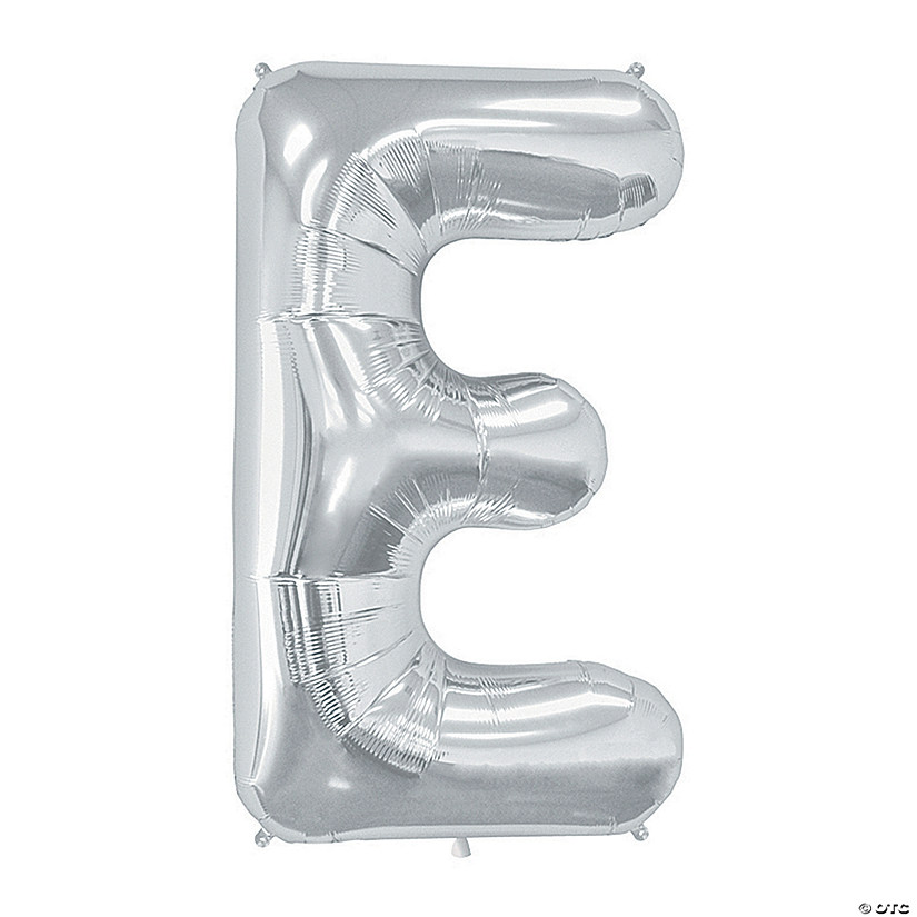 &#8220;E&#8221; Silver Letter 34" Mylar Balloon Image