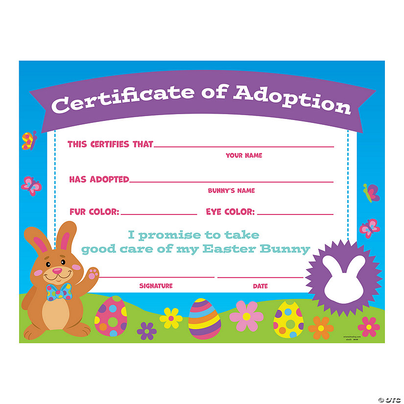 Easter Bunny Adoption Certificates - 12 Pc. Image