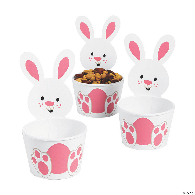 Easter Bunny-Shaped Disposable Paper Snack Cups - 12 Pc. Image