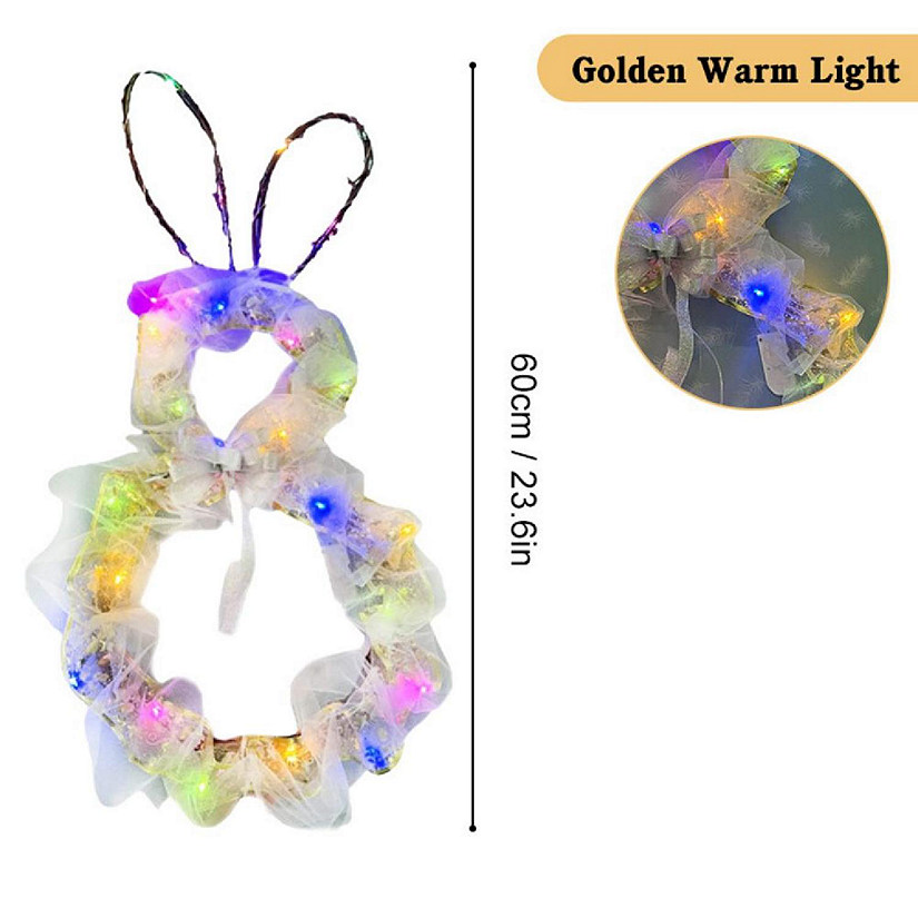 Easter DIY Folded Rattan Wreath with Lights - Bunny Pendant Easter Decoration for Home Holiday Party Decoration Supplies Image