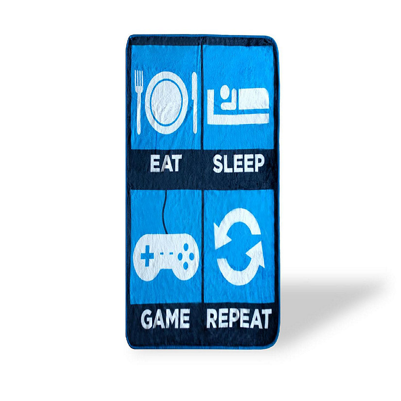 Eat Sleep Game Repeat Large Gamer Fleece Throw Blanket  60 x 45 Inches Image