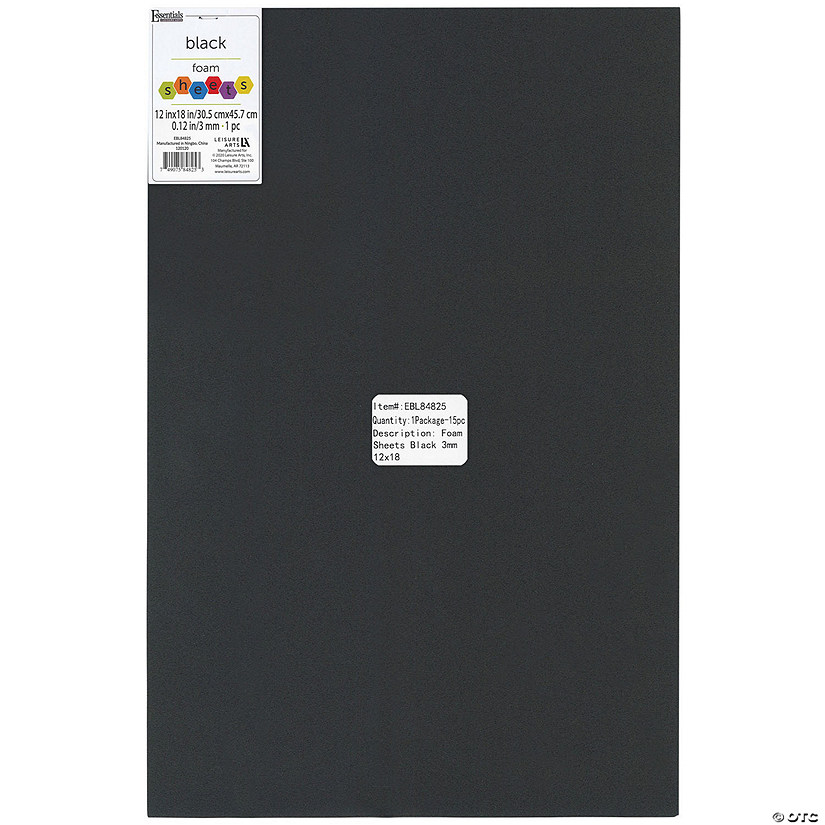 EBL Foam Sheet 12x18 3mm Black 15pc Image