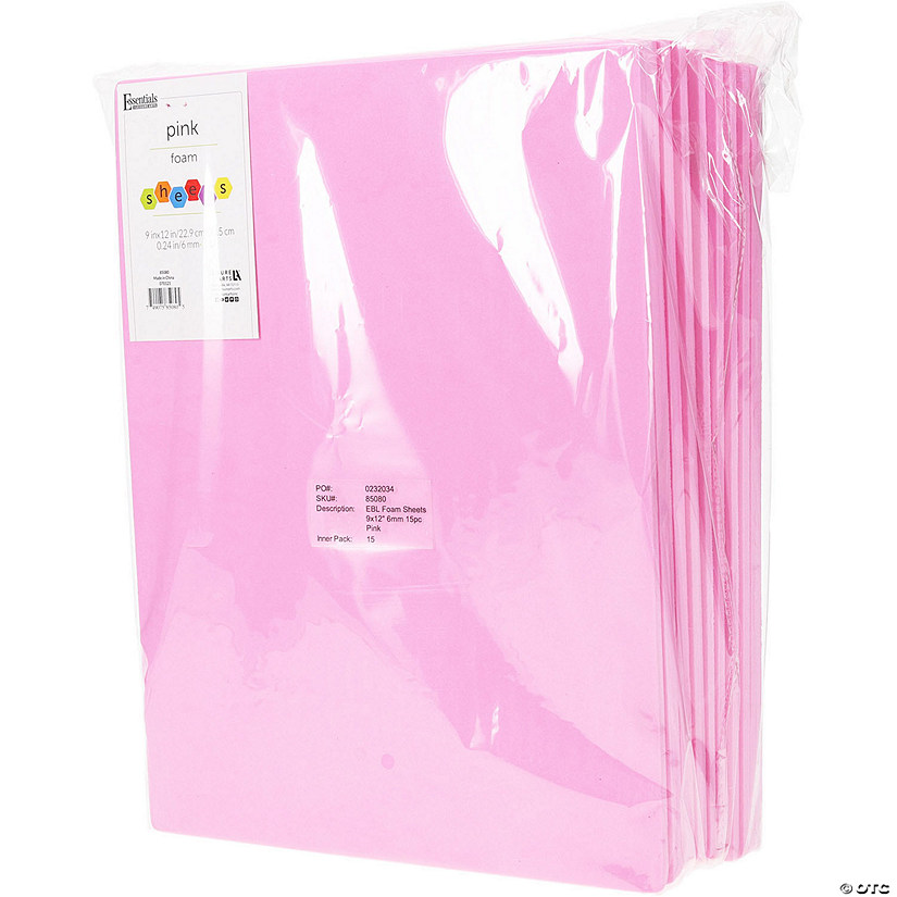 EBL Foam Sheets 9x12" 6mm 15pc Pink Image