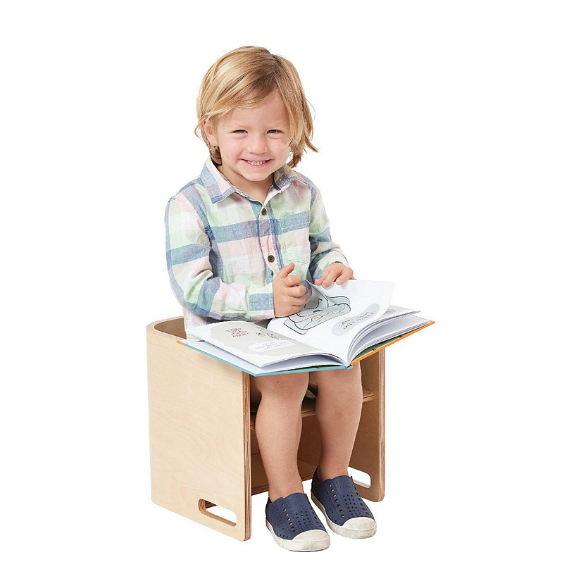 ECR4Kids Bentwood Multipurpose Cube Chair, Kids Furniture, Natural Image