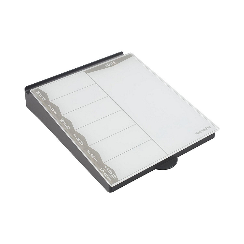 ECR4Kids MessageStor Dry-Erase Glass Board Memo Station, Desk Organizer, Grey Image