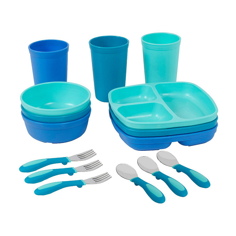 ECR4Kids My First Meal Pal Combo Set, Children's Tableware, Tropical, 15-Piece Image