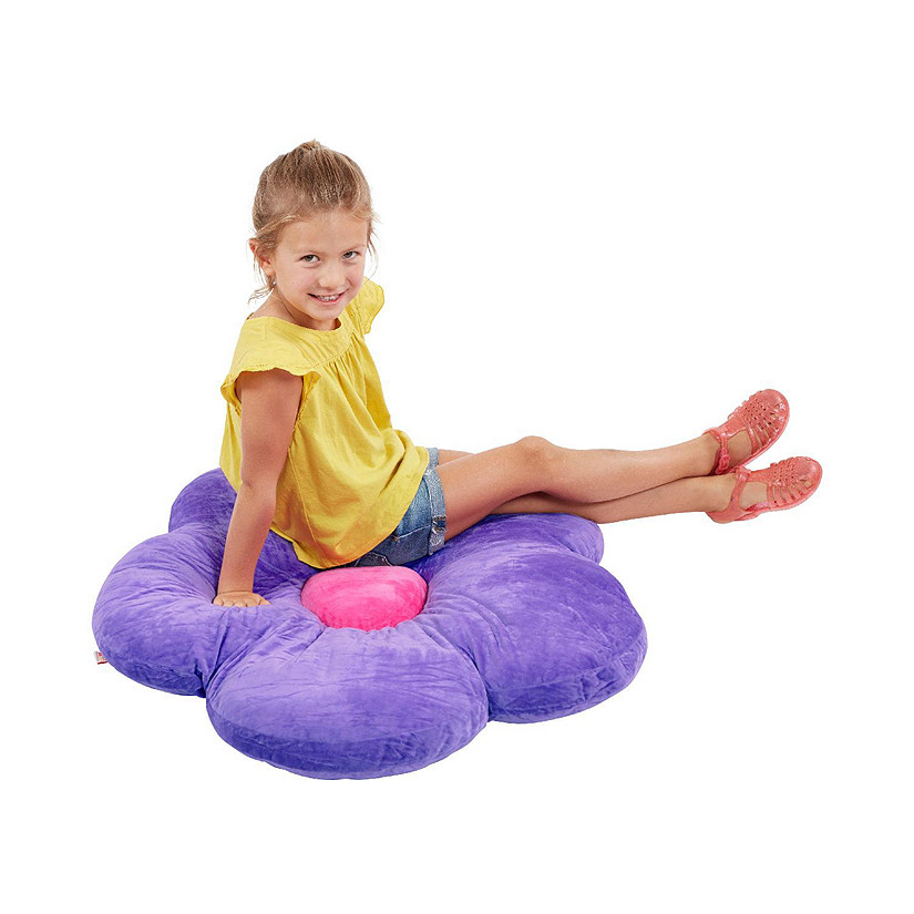 ECR4Kids SoftZone Flower Floor Pillow, Seating Cushion, Purple Image