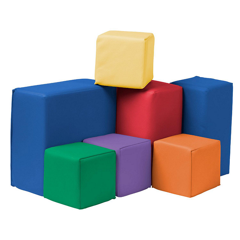 ECR4Kids SoftZone Toddler Foam Building Blocks, Foam Playset, Assorted, 7-Piece Image