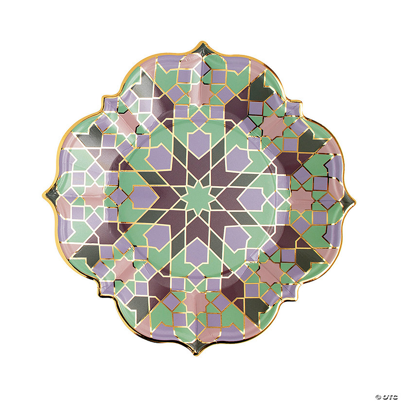 Eid-ul-Fitr Geometric Purple Zellij Paper Dinner Plates - 8 Ct. Image